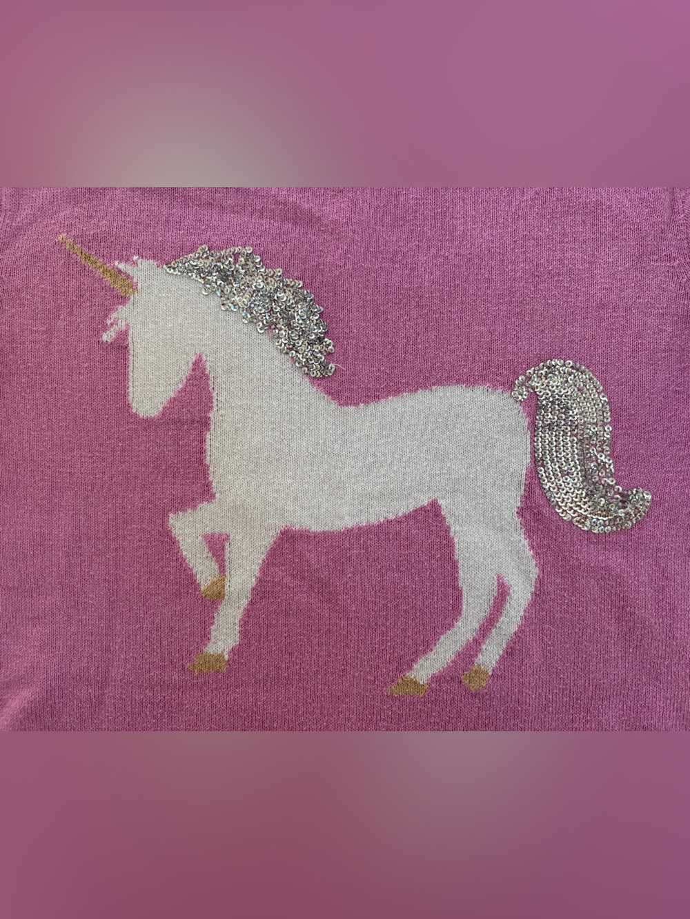 Crewcuts pink unicorn pullover crewneck sweater 12 14 girls sequins - Picture 5 of 6